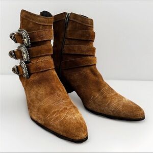 The Kooples Western Buckle Bootie Suede Brown Women’s Size 40 (US 9) Cowgirl